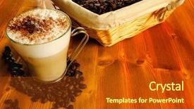  Presentation with cappuccino - PPT theme consisting of cappucino - italian cappuccino in a glass background and a crimson colored foreground