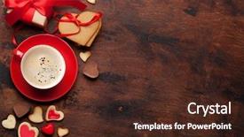  Presentation with greeting card - Beautiful PPT theme featuring cappucino - valentine's day greeting card backdrop and a wine colored foreground