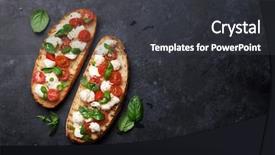  Presentation with cherry - PPT theme featuring caprese bruschetta toasts with cherry background and a dark gray colored foreground