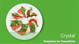  Presentation with mozzarella cheese - Beautiful presentation theme featuring caprese-salad-mozzarella-cheese-tomatoes backdrop and a shamrock green colored foreground