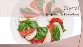  Presentation with leaves flat lay - Audience pleasing theme consisting of caprese-salad-mozzarella-cheese-tomatoes backdrop and a lemonade colored foreground