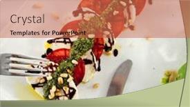  Presentation with salad dressing - PPT layouts with caprese salad - salad with tomatoes mozzarella cheese balsamic salad dressing with pesto sauce and rocket salad background and a coral colored foreground