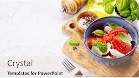  Presentation with mozzarella cheese - Slides enhanced with caprese-salad-with-ripe-tomatoes background and a lemonade colored foreground