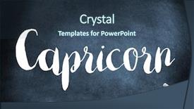  Presentation with blackboard - Amazing PPT layouts having capricorn written on a blackboard backdrop and a tawny brown colored foreground