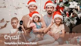  Presentation with parents - Slide deck featuring caps of santa and son background and a coral colored foreground