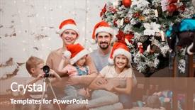  Presentation with telescope - PPT theme featuring caps of santa and son background and a  colored foreground