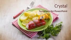  Presentation with capsicum - Amazing presentation design having capsicum stuffed with ricotta and potatoes salad backdrop and a lemonade colored foreground