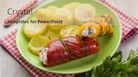  Presentation with capsicum - Beautiful slide set featuring capsicum-stuffed-with-ricotta backdrop and a lemonade colored foreground