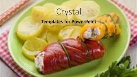  Presentation with capsicum - Audience pleasing theme consisting of capsicum-stuffed-with-ricotta backdrop and a yellow colored foreground