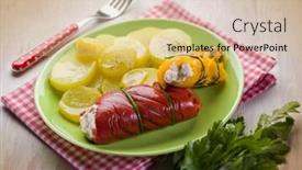  Presentation with capsicum - Cool new slides with capsicum-stuffed-with-ricotta backdrop and a soft green colored foreground