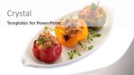  Presentation with capsicum - Colorful PPT layouts enhanced with capsicum-stuffed-with-tofu-vegetarian backdrop and a white colored foreground