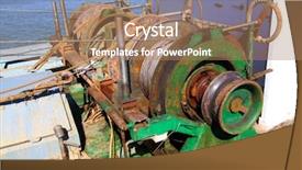  Presentation with winch - Audience pleasing presentation theme consisting of capstan winch of trawler fishing boat power engine to pull the net steel cable backdrop and a coral colored foreground