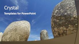  Presentation with capstone - Audience pleasing theme consisting of capstone - almendres cromlech in evora portugal backdrop and a ocean colored foreground