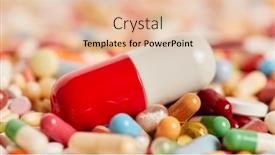  Presentation with medicines - Beautiful PPT layouts featuring capsule-and-colorful-medicines-drugs backdrop and a lemonade colored foreground