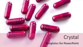 Presentation with tablet capsule - Amazing PPT layouts having capsule heap mix therapy drugs backdrop and a coral colored foreground