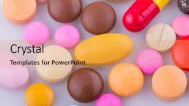  Presentation with drugs - PPT theme consisting of capsule heap mix therapy drugs background and a yellow colored foreground