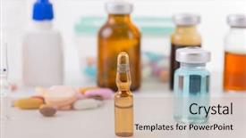  Presentation with narcotic - Presentation design having capsule heap mix therapy drugs background and a coral colored foreground