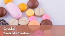  Presentation with drugs - Slide deck enhanced with capsule heap mix therapy drugs background and a coral colored foreground