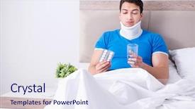  Presentation with capsule hotel - PPT layouts with capsule hotel - young man with neck injury background and a sky blue colored foreground