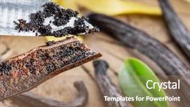  Presentation with vanilla - Amazing PPT theme having capsule packaging designs - dried vanilla fruits and vanilla backdrop and a  colored foreground