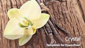 Presentation with packaging - PPT theme featuring capsule packaging designs - dried vanilla pods and orchid background and a tawny brown colored foreground