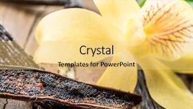  Presentation with wooden stick - Beautiful slides featuring capsule packaging designs - dried vanilla stick and vanilla backdrop and a yellow colored foreground