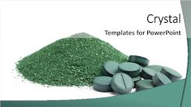  Presentation with tablets - Amazing slide set having capsule powders - pile of spirulina powder backdrop and a white colored foreground