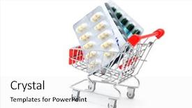  Presentation with shopping trolley - Theme featuring capsules in shopping cart trolley background and a white colored foreground