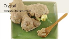  Presentation with root - Beautiful PPT theme featuring capsules next to ginger rhizome backdrop and a coral colored foreground