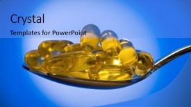  Presentation with capsules - Amazing slide set having multivitamin - capsules of fish oil gel backdrop and a light blue colored foreground