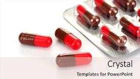  Presentation with capsules - PPT theme featuring medicine packing - capsules packed in blisters isolated background and a lemonade colored foreground