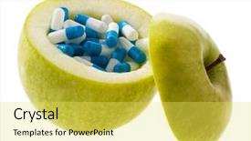  Presentation with capsules - Audience pleasing PPT theme consisting of apple with tablets capsules representative backdrop and a yellow colored foreground