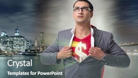  Presentation with superhero - Theme having captain leadership - businessman in superhero concept background and a dark gray colored foreground