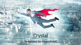  Presentation with superhero - PPT layouts having captain leadership - businessman in superhero concept background and a light blue colored foreground