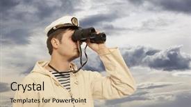  Presentation with marine - Beautiful slides featuring captain looks through a binoculars backdrop and a lemonade colored foreground
