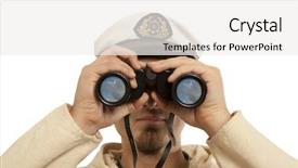  Presentation with marine - Presentation theme featuring captain looks through a binoculars background and a white colored foreground