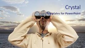  Presentation with marine - PPT theme having captain looks through a binoculars background and a lemonade colored foreground