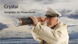  Presentation with telescope - Slides having captain looks through a telescope background and a light gray colored foreground
