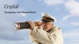  Presentation with telescope - Beautiful slide deck featuring captain looks through a telescope backdrop and a light blue colored foreground