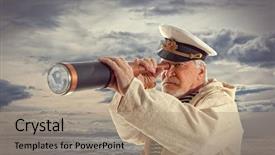  Presentation with telescope - Slide set having captain looks through a telescope background and a coral colored foreground