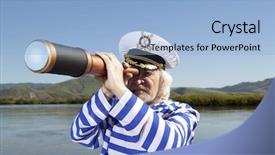  Presentation with telescope - Theme consisting of captain looks through a telescope background and a light blue colored foreground