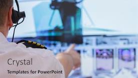  Presentation with cockpit - Presentation design consisting of captain-of-commercial-airplane-changes background and a light gray colored foreground