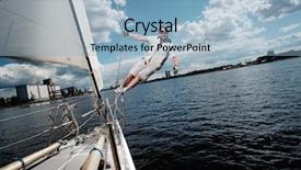  Presentation with yacht - Audience pleasing PPT theme consisting of captain on a yacht backdrop and a light blue colored foreground