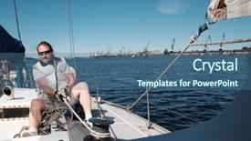  Presentation with yacht - Slides having captain on a yacht background and a ocean colored foreground