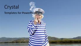  Presentation with pipe - Audience pleasing slides consisting of captain smokes a pipe sailor man backdrop and a teal colored foreground