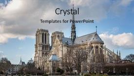  Presentation with notre dame - Slide deck with caption description notre dame cathedral background and a light blue colored foreground