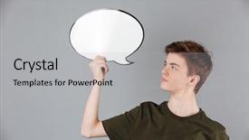  Presentation with blank portrait a4 - Presentation theme featuring captioning - portrait of a confident male background and a light gray colored foreground