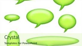 Bubbles-feedback-survey-words-speech PPT template - Audience pleasing presentation theme consisting of captions and speech bubbles isolated backdrop and a soft green colored foreground