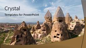  Presentation with cappadocia - Theme having captivating - uchisar castle in cappadocia turkey background and a light blue colored foreground