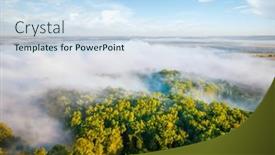  Presentation with earth eye - Audience pleasing slide set consisting of captivating-misty-view-of-tree backdrop and a sky blue colored foreground